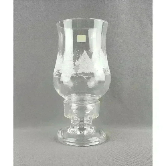 Luminarc Crystal Vintage Christmas Holiday Winter Scene Candle Hurricane Lamp - Picture 3 of 7